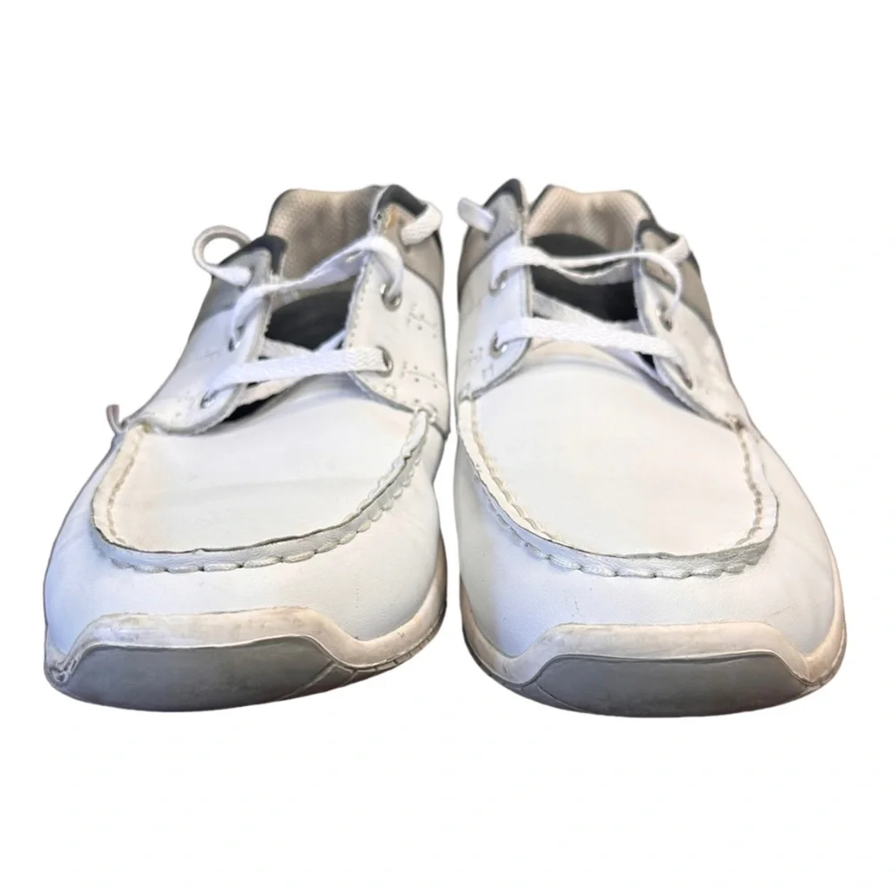 Vintage Margaritaville White Leather Boat Shoes, Size 13